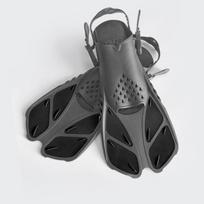 Adjustable Adult Swimming Fins Freestyle Breaststroke Freediving Training High-Elastic Silicone Short Blade Small-Medium juoda pilka spalva