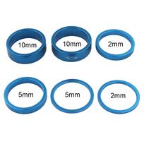 6Pcs MTB Bicycle Headset Spacer Bicycle Fork Spacer Aluminum Alloy Sturdy Durable Bike Headset Tools for 28.6mm Front Fork Bike mėlyna