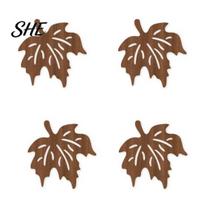 Heat Resistant Cup Pads Halloween Wooden Coasters, Decorative Drink Table Mats Coasters for Coffee Mugs, Waterproof Party Home Kitchen Decor Supplies E