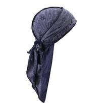 Headband Hip Hop Bandana Headscarf Breathable Hole Bandana Cap Punk Long Tail Pirate Cap  Cycling tamsiai mėlyna spalva