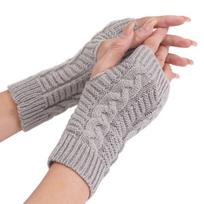 Outdoor Riding Mittens Knitted Gloves Fingerless Half Finger Gloves Simple Wool Gloves  Cycling šviesiai pilka spalva