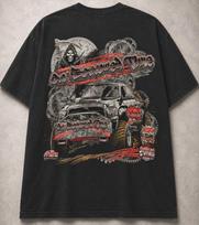 BORROWED TIME GRIM REAPER TRUCK T  MENS 2XL BLACK FADED Y2K Unisex T-Shirt XXXXL