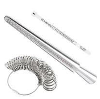 Aluminium Ring Sizer Mandrel Metal Ring Sizer Finger Sizing Stick Mandrel Tool with Ring Sizer Gauge Set Measuring Tape for Ring Size Measurement Aluminum alloy