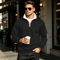 Men's Retro Half Zip Sweatshirt with Stand Collar Long Sleeve for Fall Winter L juoda