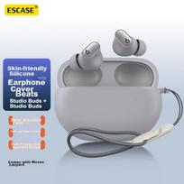 Protective Case for Beats Studio Buds, Buds+ Bluetooth Earphones, Silicone Storage Box, Ultra-Thin, Premium Gray + Lanyard