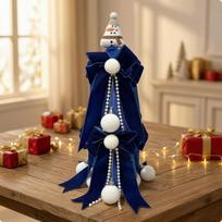 Velvet Christmas Tree with PomPoms Beaded Tabletop Pearls Layered