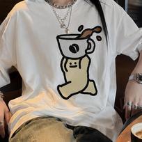 Running Coffee Doodle T-Shirt, Minimalist Cotton Tee, Barista Lover Shirt XL