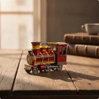 Steam Train Ornament EnamelStyle Box with Storage Space Collectible Locomotive for