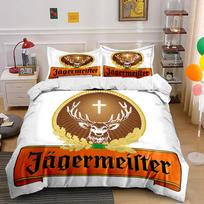 Jägermeister Logo Printed Bedding Set Bedding set (1 duvet cover, 2 pillowcases, duvet not included) 140x200cm white