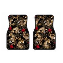 Koi Fish Pattern Vehicle Floor Mats Non-Slip Backing Car Mat Set  Footwell Protection 2PCS