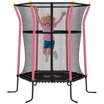 Kids Trampoline Mini Bouncer with Enclosure Safety Net For Ages 3-10 Years - Pink 163.5 x 163.5 x 190 cm
