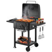 Charcoal BBQ Grill with Adjustable Charcoal Pan, Large Barbecue Grill Smoker with Side Tables, Temperature for Outdoor 112 x 65 x 115 cm juoda