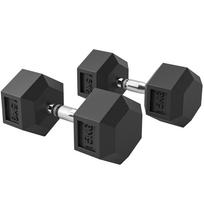 2x15KG Rubber Hex Dumbbell Portable Hand Weights Dumbbell Home Gym 15.5 x 15.5 x 33.6 cm juoda