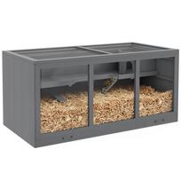 Wooden Hamster Cage, Small Animals Hutch with Tray, Openable Top, Exercise Play House Pen, 115L x 57W x 55Hcm, Grey 115 x 57 x 55 cm pilka