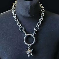 Gothic Spiked Mace Pendant Choker Necklace for Men Women Silver Thick Chain Grunge Aesthetic Punk Streetwear Jewelry Gifts