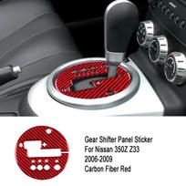 Carbon Fiber Gear Shift Panel Cover Trim for Nissan 350Z Z33 2006-2009 LHD Dashboard Parts E4 raudona