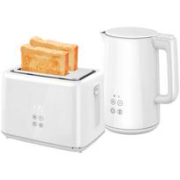 Kitchen Set with Kettle and Toaster, 7 Browning Levels, Fast Boiling, Stainless Steel, Plastic, White 21.5 x 15.5 x 25.1 cm balta