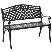 2 vietų suoliukas Aliuminio sodo suoliukas Metalinis suoliukas Su porankiais Kaimo sodybos stiliaus Juodas 102,5 x 61 x 84 cm 102.5 x 61 x 84 cm juoda