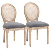 Kitchen Chairs Set of 2, softly padded, Vintage Design, Rattan Look, Grey 49 x 56 x 96 cm pilka
