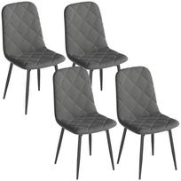 Dining Chairs, Set of 4 Kitchen Chairs with Backrest, Velvet Look, Upholstered Chairs with Metal Legs, for Dining Table, Grey 45 x 54 x 87 cm pilka