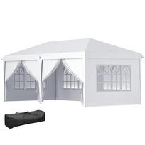 Folding Gazebo 6 x 3 m, Removable Side Walls, Large Windows, Zipper Doors, Steel Frame, White 585 x 295 x 270 cm balta