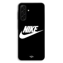 Coque Pour Samsung Galaxy A56 Nike logo blanc front noir Maniacase juoda