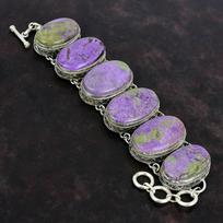 Purpurite Bracelet Vintage Jewelry 925 Sterling Silver Bracelet Adjustable Chain Bracelet Handmade Jewelry Gemstone Bracelet Gifts For Women gray