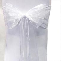Organza Sashes Bowtie kėdės tiulis apdangalai Vestuvių renginiams Vakarėlio banketo planšetės fono dekoravimas balta