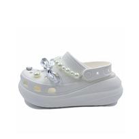 Crocs Crush Clog Pearl Bow Cute Niche Beach EVA Hole Shoes Unisex White 43-44 balta