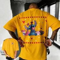 2026 Summer Disney Stitch Tshirt Mens Street Fashion 100 Pure Cotton Shortsleeved Casual Loose Breathable Top S