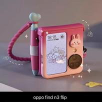 For OPPO find n3 flip case cute phone cases with Stylus, funda oppo find n3 flip Kawaii 3d Dream Rabbit Gradient Red Pink Color Cover For Oppo find n3 flip