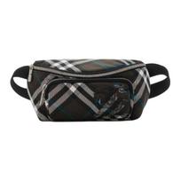 Burberry Check Pattern Zip Closure Polyester Waist Bag Small Men Waist Bag Brown 81067151 Basic Set (Bag+Dust Bag)
