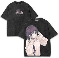 Anime The Fragrant Flower Blooms with Dignity Hot Product TShirt Cute Waguri Kaoruko High-end Luxury Washed Washed Retro Fashion L balta
