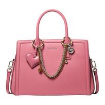 MICHAEL KORS Laila Logo Heart Pendant Detachable Chain Adjustable Shoulder Strap Handbag Medium Women Pink rožinė