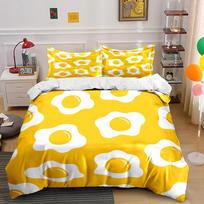 Fried Egg Pattern Yellow Background Print Bedding Set 1 Duvet Cover 2 Pillowcases For Adult And Children Luxury Gift Full Size EU Twin 135X200cm&set