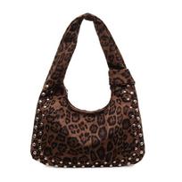 MOODS Studded Leopard Shoulder Hobo Bags For Women PU Suede Rivets Decor Wild Fashi Tote Bag 2026 New Luxury Designer Handbags 31x18x3cm ruda