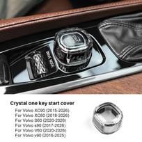 Kristalinis automobilio variklio paleidimo mygtuko dangtelis Volvo XC90 XC60 S60 S90 V60 V90 Stop jungikliui, interjero apdaila for XC60 2018-2026 skaidri