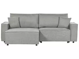 Išskleidžiama kampinė sofa KARILA pilka su patalynės dėže, dešininė