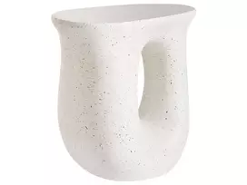 Šoninis staliukas IDRO 42 cm 28 cm Teraco efektas Kreminė balta