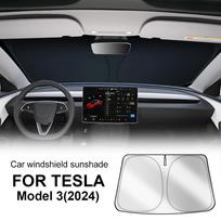 UV Protection Sun Screen for Tesla Model 3/Y Highland 2024, Portable Windshield Sunshade, Car Interior Accessories One Size sidabras
