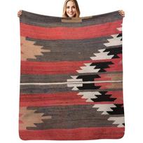 Geometrinis senovinis turkiškas kilimas, Navaho audinys, austas actekų tekstilė, Kelim metamas pledas Size: 75*100cm, Weight: 230 GSM beige