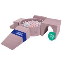 KiddyMoon Piankowy Plac Zabaw dla Dzieci z Kulkami 300 szt. – Zdejmowany Pokrowiec, Pastelowe Kolory Bällebad (300 Bälle) + Version 3
