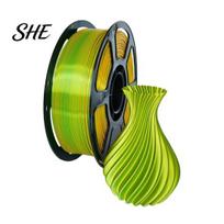 3D Printer Filament 1.75mm PLA 1.75mm, Silk Golden Green Dual Consumables Color Filament, 1Kg Spool for Printing Projects žalia