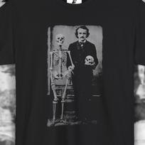 Edgar Allan Poe Skeleton Vintage Retro Photo Graphic Black Tee T-Shirt CHICHI'S M