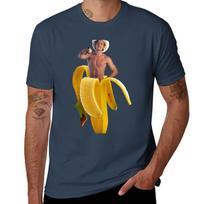 Brad Pitt Wearing Cowboy Hat In A Banana Tshirt Breathable Lightweight Summer Top S