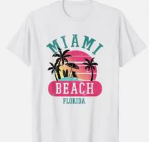Retro Cool Miami Beach Florida Beaches Palm Gift Unisex T-Shirt S