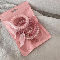 6 vnt./rinkinys Candy Color plaukų virvė mergaitei vasaros telefono viela elastinė plaukų juosta Matinis spiralinis laidas Guminis plaukų kaklaraištis tamprus galvos lankelis rožinė