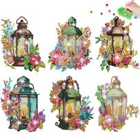 6PCS Xmas Diamond Painting Stickers Gem Mosaic Stickers Paint by Numbers Set Shiny Crystal Diamond Painting Desktop Decorations