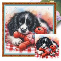 Dog Printed Cross Stitch Kit DIY 11CT Embroidery Craft Set Home Decoration