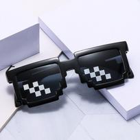Pixelated Mosaic Sunglasses Party Cosplay Anime Fans Square Frame UV400 Protection Unisex Plastic Eyewear Large Mosaic Double Row